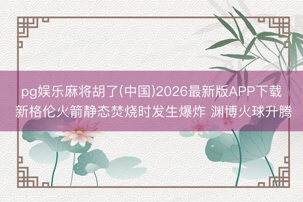 pg娱乐麻将胡了(中国)2026最新版APP下载 新格伦火箭静态焚烧时发生爆炸 渊博火球升腾