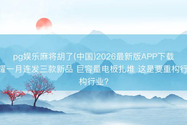 pg娱乐麻将胡了(中国)2026最新版APP下载 荣耀一月连发三款新品 巨容量电板扎堆 这是要重构行业?