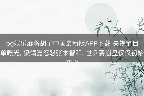 pg娱乐麻将胡了中国最新版APP下载 央视节目单曝光， 梁靖崑怒怼张本智和， 世乒赛崩盘仅仅初始