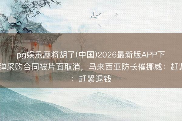 pg娱乐麻将胡了(中国)2026最新版APP下载 导弹采购合同被片面取消，马来西亚防长催挪威：赶紧退钱