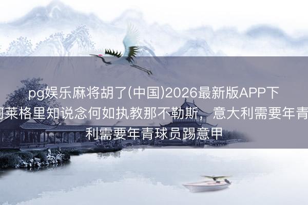 pg娱乐麻将胡了(中国)2026最新版APP下载 佐拉：阿莱格里知说念何如执教那不勒斯，意大利需要年青球员踢意甲